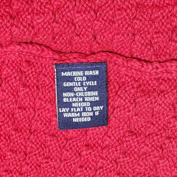 Chaps Red Basket Weave Sweater 2X Plus Size Vintage Cardigan Pockets Retro - Picture 9 of 9